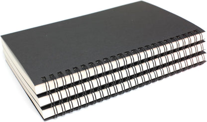 TWONE 3 Packs Soft Cover Notebook with Lined Paper Black Spiral Notebooks with 100 Ruled Pages 50 Sheets Memo Notepads for Home School Travel, 8.25 x 5.55 inch
