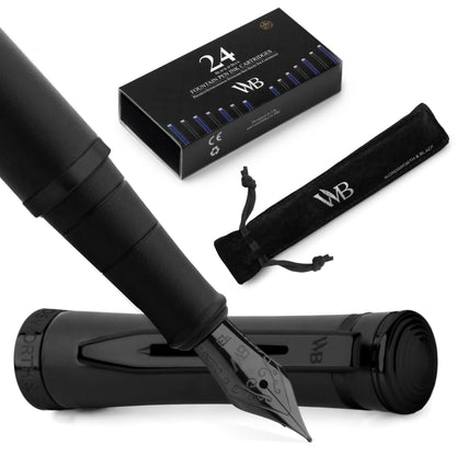 Wordsworth & Black Fountain Pen Set for Writing, Extra Fine Nib, Silver