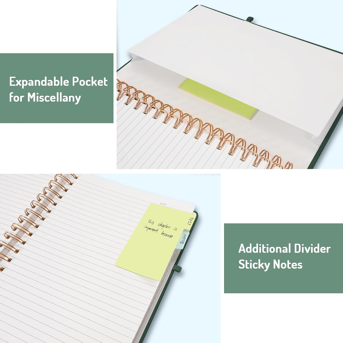 Forvencer Lined Spiral Journal Notebook with 300 Numbered Pages, B5