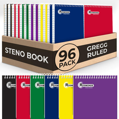 Rosmonde Spiral Steno Pads 12 Pack, 6 x 9, Gregg Ruled Steno Pad,80 Sheets