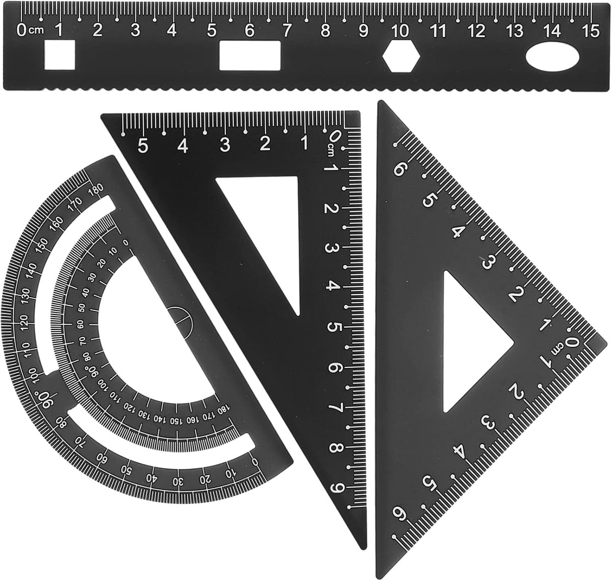 Metal Ruler Set 4 Pieces Aluminum Alloy Geometry Tools