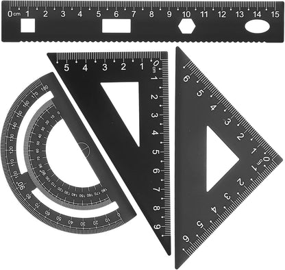 Metal Ruler Set 4 Pieces Aluminum Alloy Geometry Tools