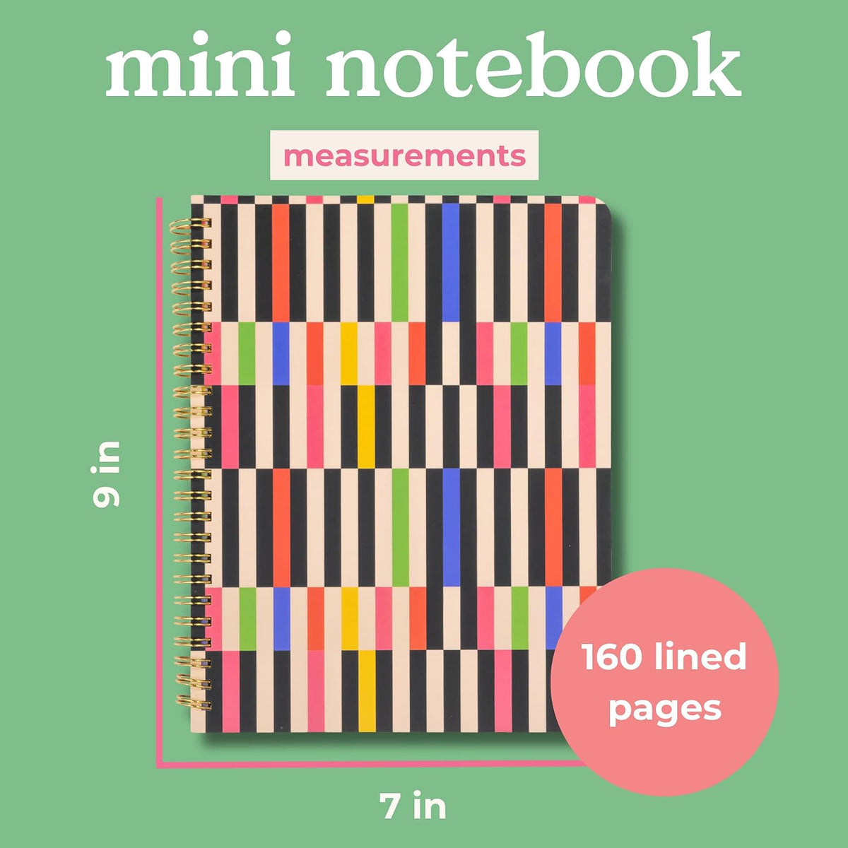 ban.do Small Colorful Spiral Notebook (Mid-Century Stripe)