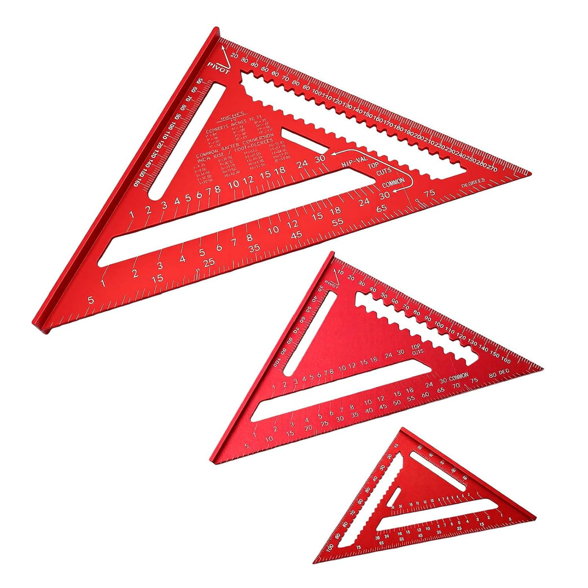 Gugxiom 3PCS Aluminum Rafter Square Set, 4 6 12 Inch Triangular Ruler