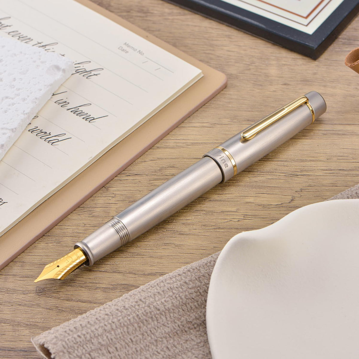 Asvine P100 Brushed Titanium Piston Fountain Pen, #8 Extra Fine Nib Writer