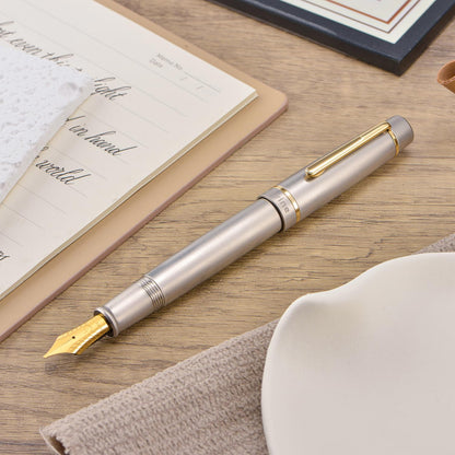 Asvine P100 Brushed Titanium Piston Fountain Pen, #8 Extra Fine Nib Writer