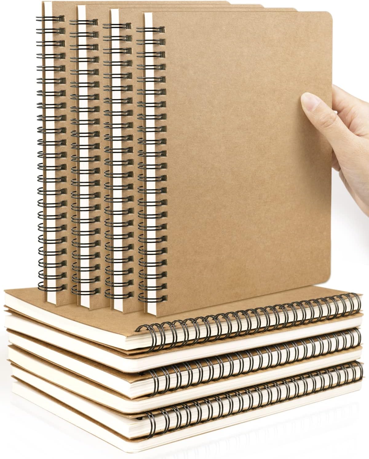 Dynta A5 Spiral Blank Journal, 10 Pack Softcover Unlined Sketch Pad