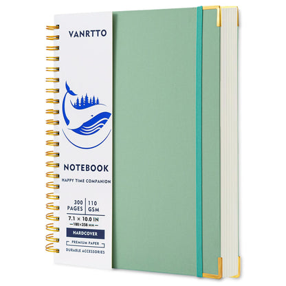 VANRTTO Hardcover 5 Subjects Spiral Notebook College Ruled Lined B5 Black