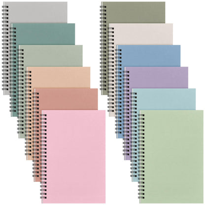 Fuutreo 12 Pcs Spiral Notebook for Work, 8.3 x 5.7 Candy Color, Classic