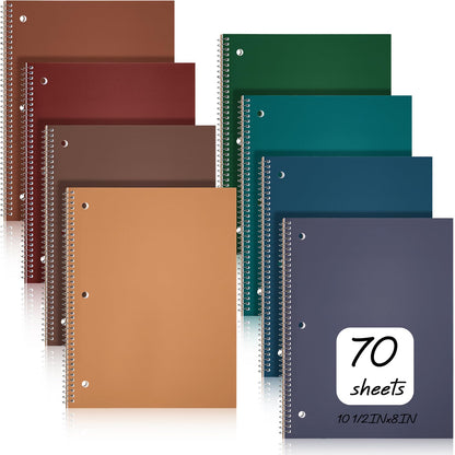 Teling 12 Pcs 1 Subject Spiral Notebook for Work College Ruled 8 x 10 1/2 Inch Spiral Journal Notebook 3 Hole Punched Paper Tear Line 70 Sheets Office School Study Supplies (Pastel Color)