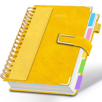 Hardcover Spiral Notebook College Ruled, 6.2"x 8.2" Leather Journal Notebook with Magnetic Closure, 300 Pages 5 Subject Notebook with Dividers Tabs Journal for Women Men, Work, School(Sage Green)