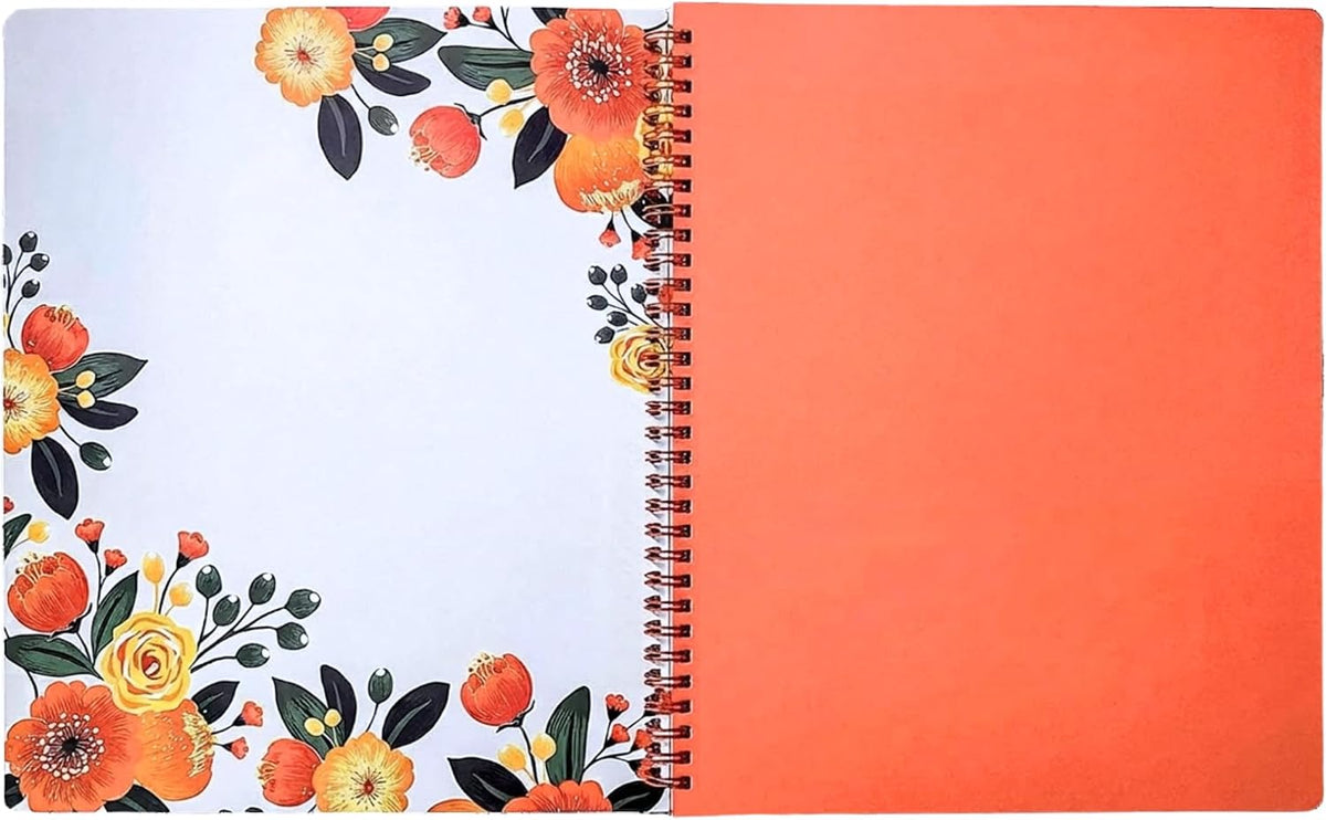 Steel Mill & Co. Cute Floral Large Spiral Notebook, Orange Flower