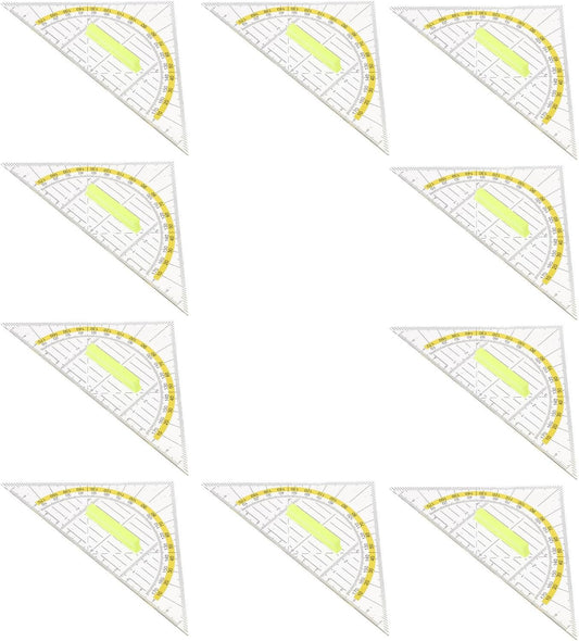 10pcs Plastic Triangle Protractor Set with Handle