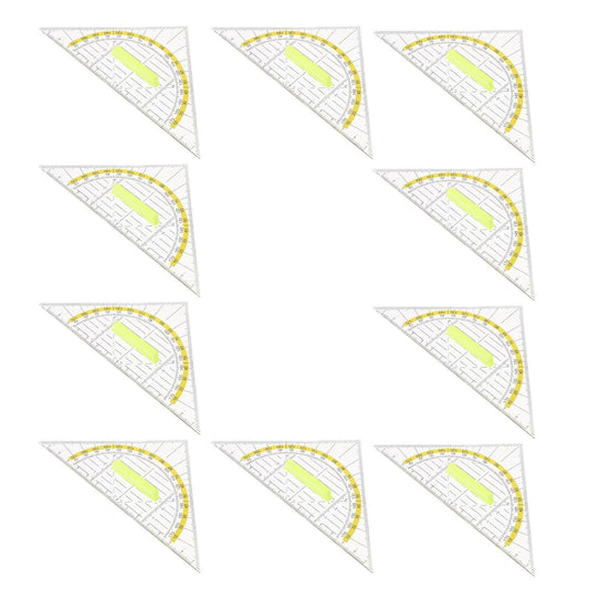 10pcs Plastic Triangle Ruler with Handle, Geometry Set for School