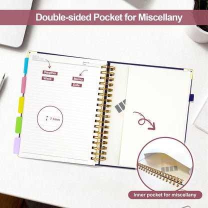 Hardcover Spiral Notebook Journal with Removable Dividers Tabs