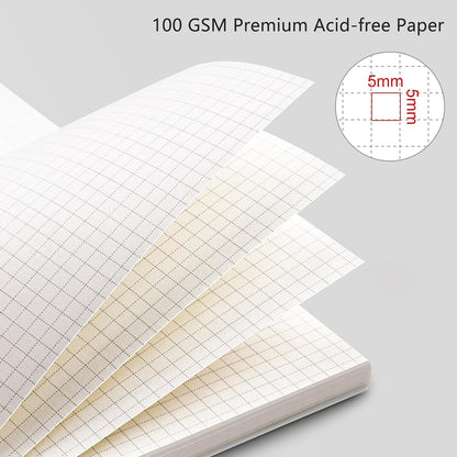 RETTACY Graph Grid Paper Notebook, 160 Pages per Pack, A5 (5.7'' × 8.3'')