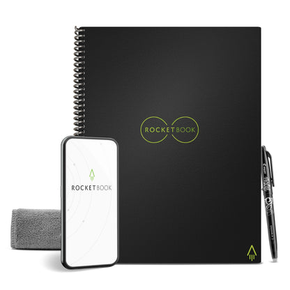 Rocketbook Core Reusable Smart Notebook, Letter Size 8.5x11, Black