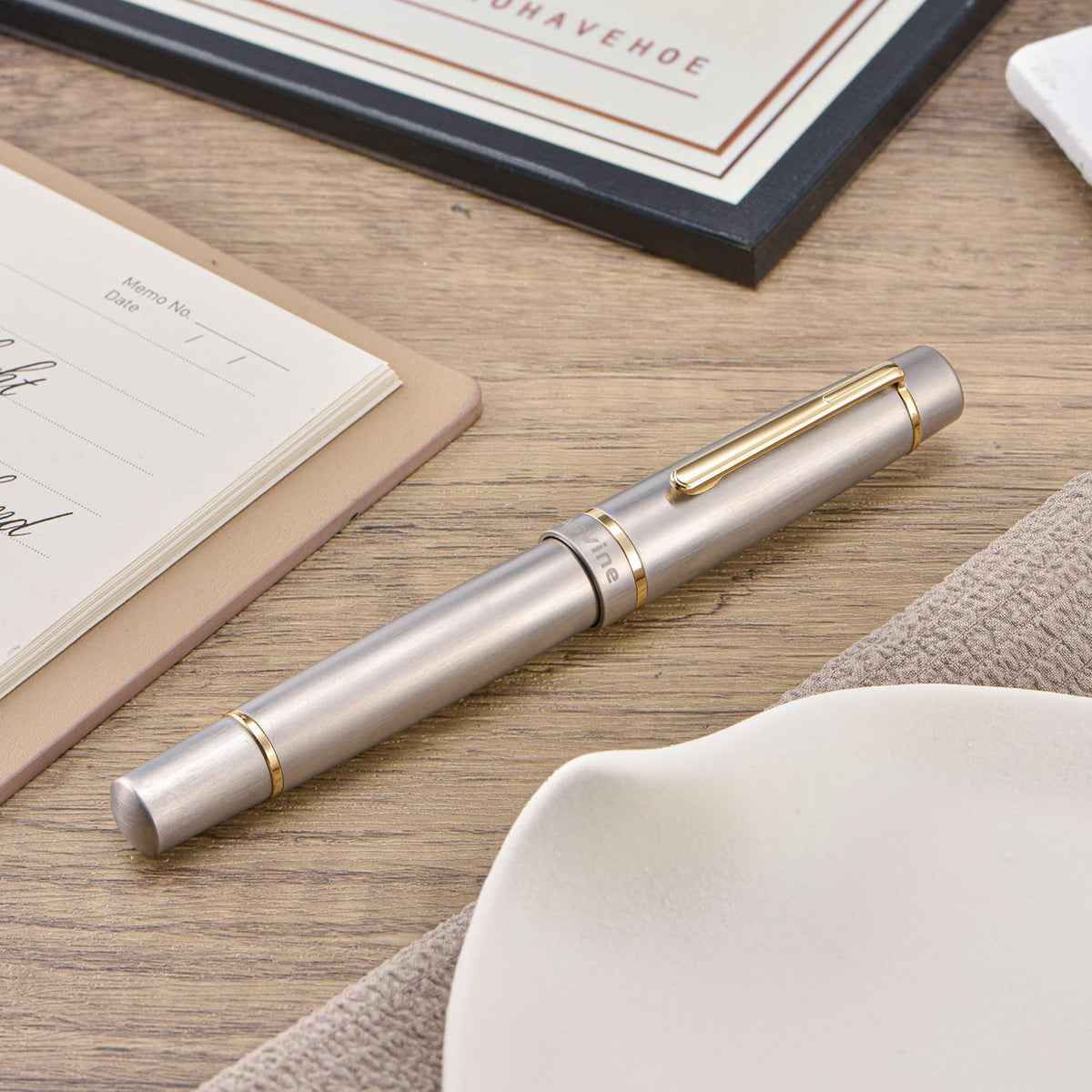 Asvine P100 Brushed Titanium Piston Fountain Pen, #8 Extra Fine Nib Writer