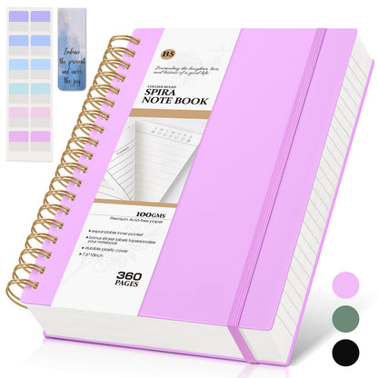 Spiral Notebook Journal, 360 Pages College Ruled Notebooks, Lined Thick Journals for Women Men,B5 Big Spiral Notebooks with 100GSM Paper, Spiral Bound Journal for Writing Work School Green 7.6"×10"