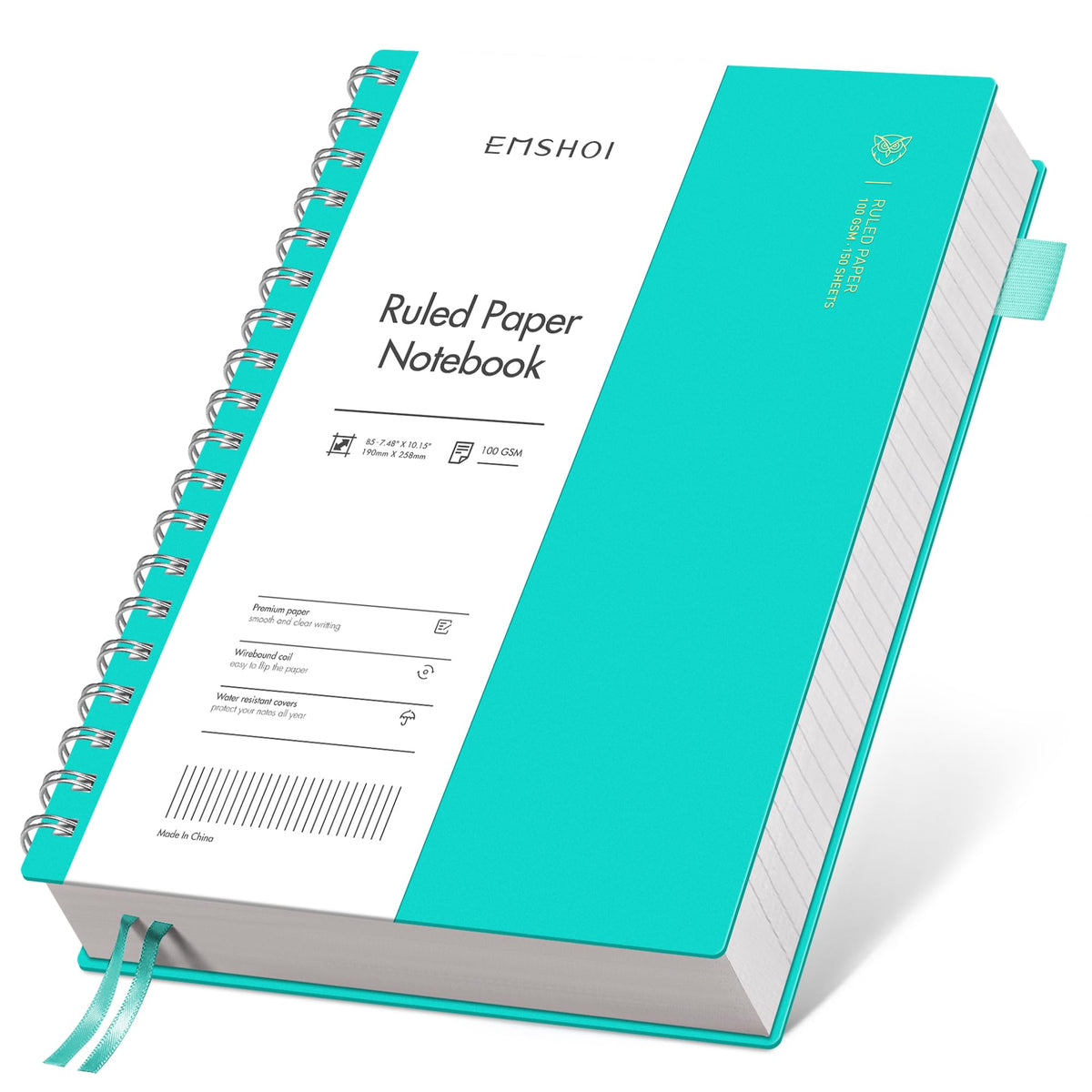 EMSHOI Lined Spiral Journal Notebook, 300 Pages, A5 Size (5.7'' x 8.2'')