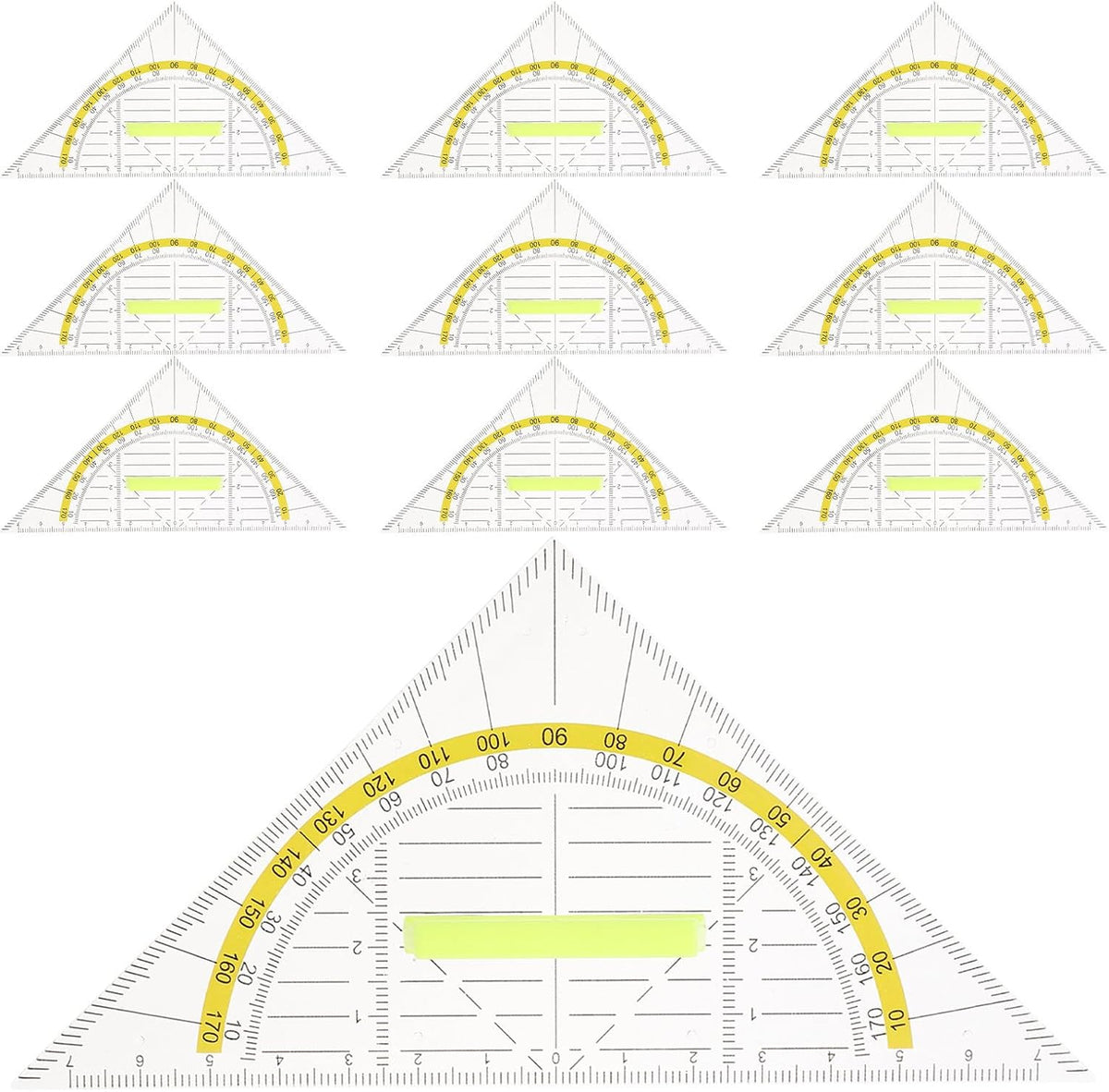 10pcs Plastic Triangle Rulers with Handle for Geometry