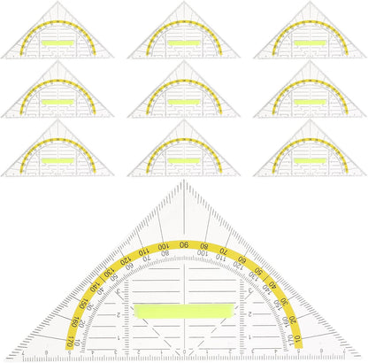 10pcs Plastic Triangle Rulers with Handle for Geometry