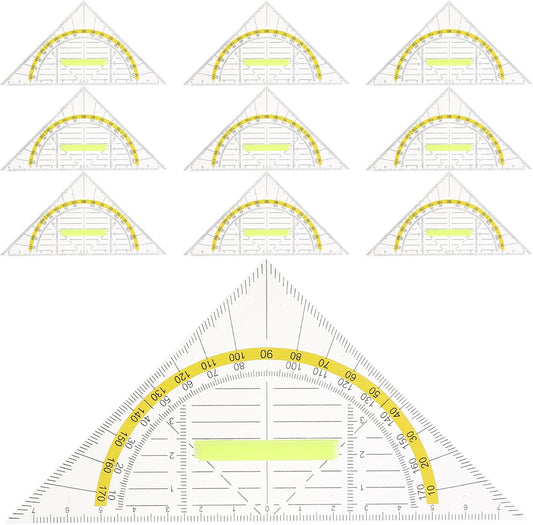 10pcs Plastic Triangle Rulers with Handle for Geometry