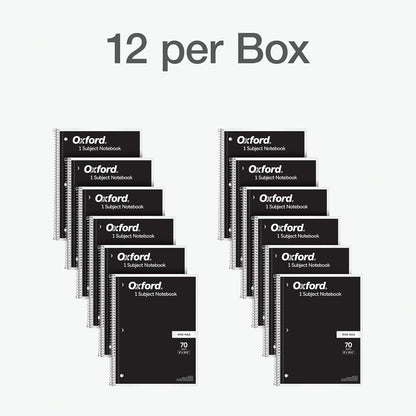 Oxford Spiral Notebook Bulk 12 Pack, 1 Subject, College Ruled, Black