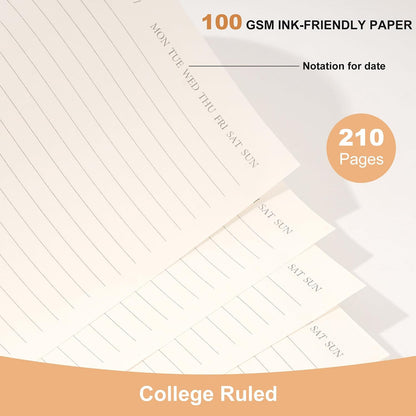 Large Hardcover Spiral Notebook College Ruled 8.5 X 11 with Stickers, Blue