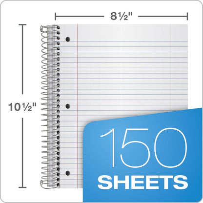 Oxford Spiral Notebooks, 3-Subject, Wide Ruled Paper, Durable Plastic Cover, 150 Sheets, 3 Divider Pockets, 2 per Pack (10385)