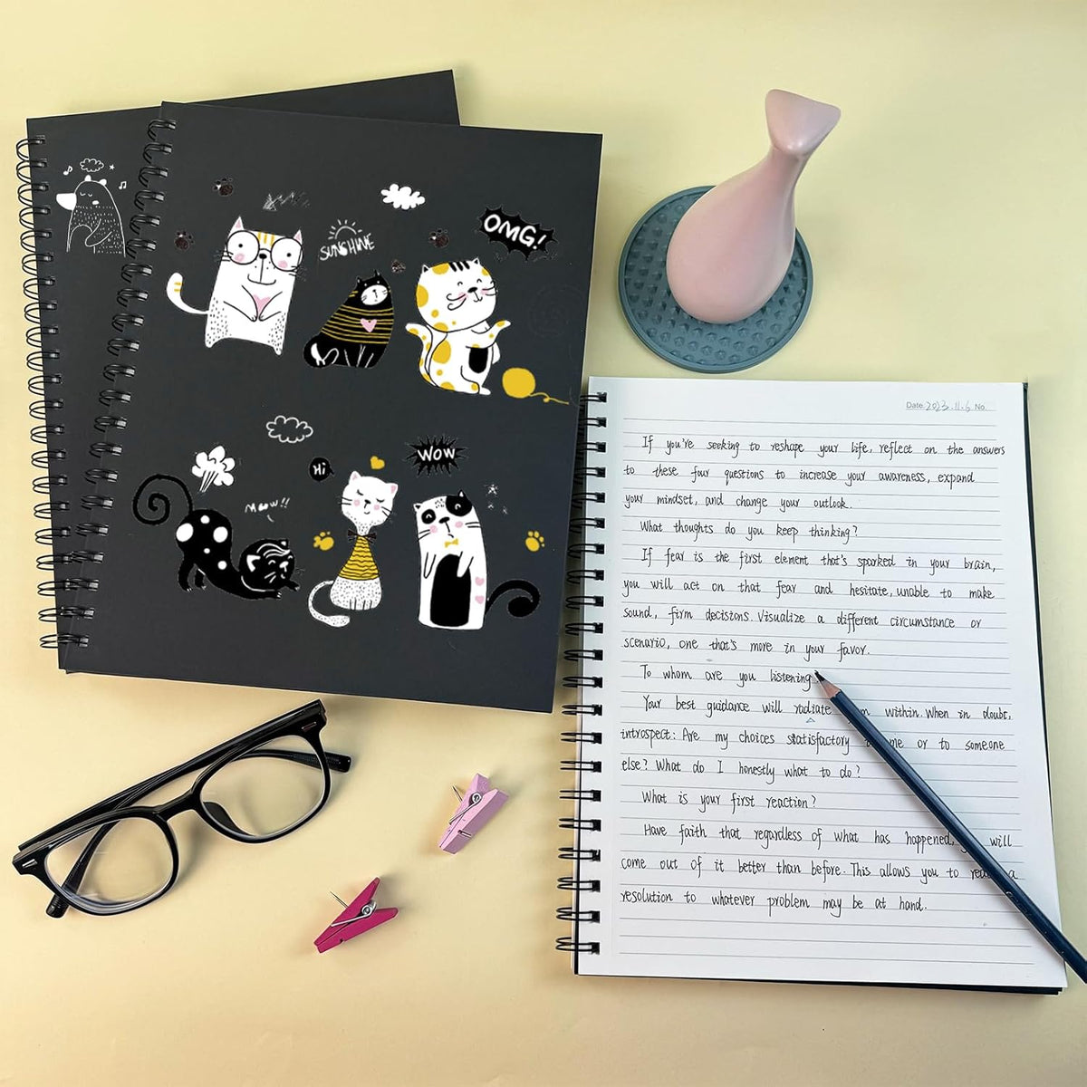 Lined Spiral Notebook B5 Hardcover Black Journal 100GSM 7x10