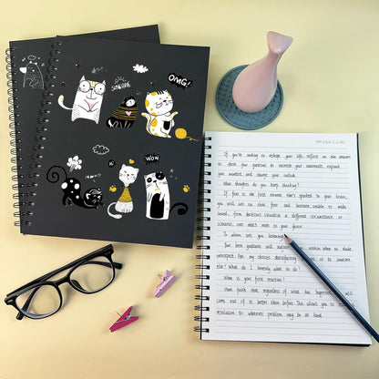 Lined Spiral Notebook B5 Hardcover Black Journal 100GSM 7x10