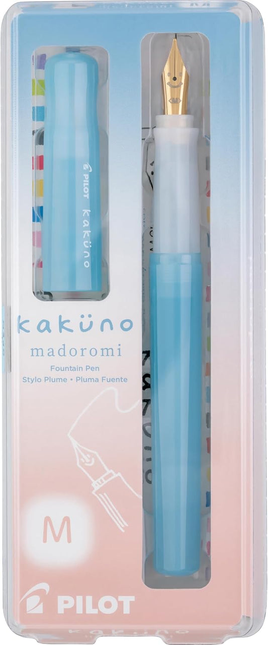 PILOT Kakuno Madoromi Fountain Pen - Azure Sky Light Blue Barrel, Medium Nib