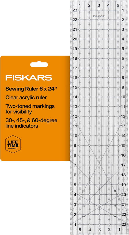Fiskars 2-Piece Square Sewing Ruler Set, 6.5" x 6.5" and 12.5" x 12.5"