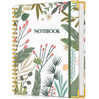 Lined Spiral Notebook Journal for Women, 200 Pages Aesthetic Notebooks 8.5” x 11”, A4 Large Hardcover Spiral Journals with 100 GSM Thick Paper, Cute College Ruled Notebook for Writing Work School, Colorful Botanicals