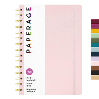 PAPERAGE Lined Spiral Journal Notebook, (Burgundy, Navy, Olive Green), 3 Pack, 160 Pages, Medium 5.5 inches x 8 inches - 100 GSM Thick Paper, Hardcover, Double-Wire Spiral Journal & Notebook