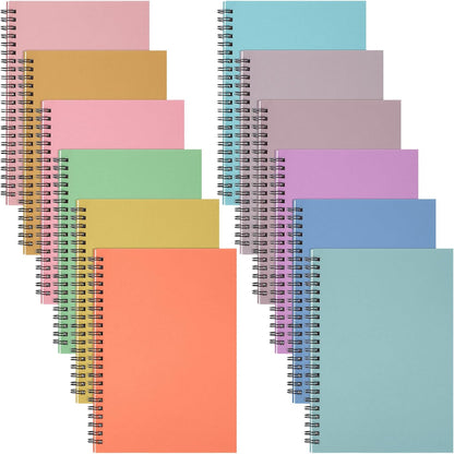 Fuutreo 12 Pcs Spiral Notebook for Work, 8.3 x 5.7 Candy Color, Classic