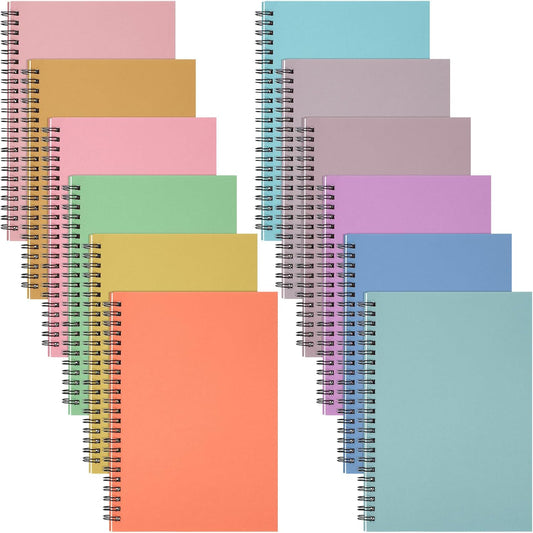 Fuutreo 12 Pcs Spiral Notebook for Work, 8.3 x 5.7 Candy Color, Classic