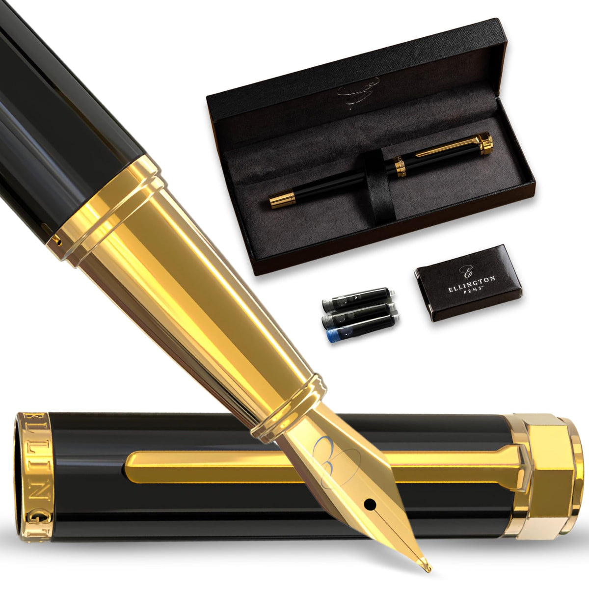 Luxury Fountain Pen Set for Writing, Refillable Ink Converter, Gift Box