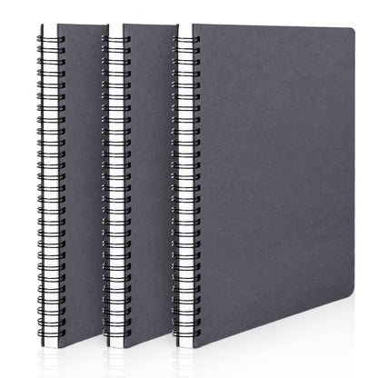 EUSOAR Spiral Ruled Notebook, A5 3packs 5.5"X8.3" 120 Pages Lined Travel Writing Notebooks Journal, Memo Notepad Sketchbook, Office Business Subject Diary Ruled Spiral Book Journal-Coffee Cover
