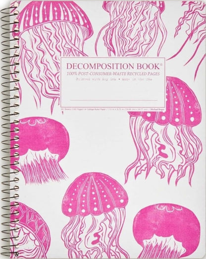 Decomposition Jellyfish College Ruled Spiral Notebook - 9.75 x 7.5 Journal with 160 Lined Pages - 100% Recycled Paper - Cute Notebooks for School Supplies, Home & Office - Made in USA