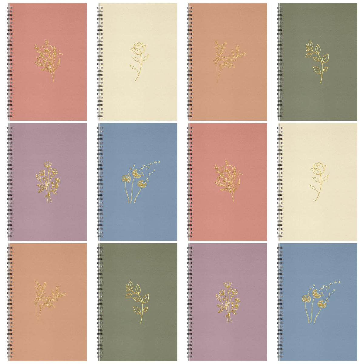 Fuutreo 12 Pcs Spiral Notebook for Work, 8.3 x 5.7 Candy Color, Classic