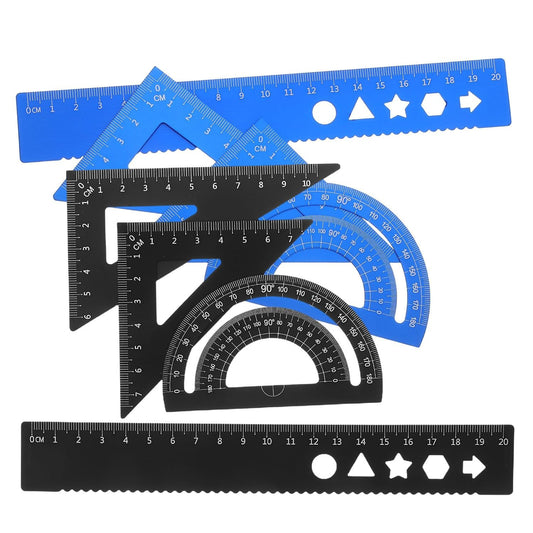 8pcs Geometry Ruler Set with Protractor Triangle Rulers Storage Box