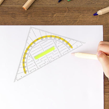 10pcs Triangle Ruler with Handle, Protractor for Drawing and Geometry