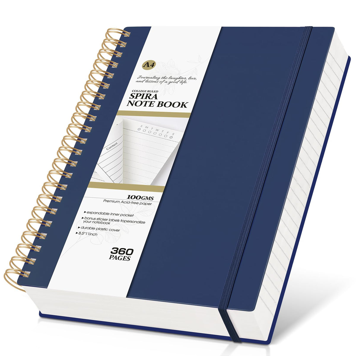Spiral Notebook Journal, 360 Pages College Ruled Notebooks, Lined Thick Journals for Women Men,B5 Big Spiral Notebooks with 100GSM Paper, Spiral Bound Journal for Writing Work School Green 7.6"×10"