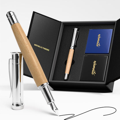 WEMATE Fountain Pen Set for Writing, Fine Nib, Black Oak