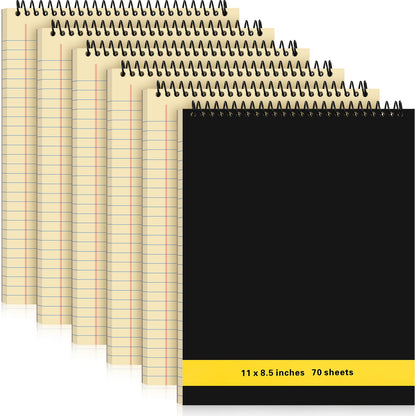 Resurhang 6 Pcs Top Spiral Notebooks,8.5 x 11 Inches,No Holes,White