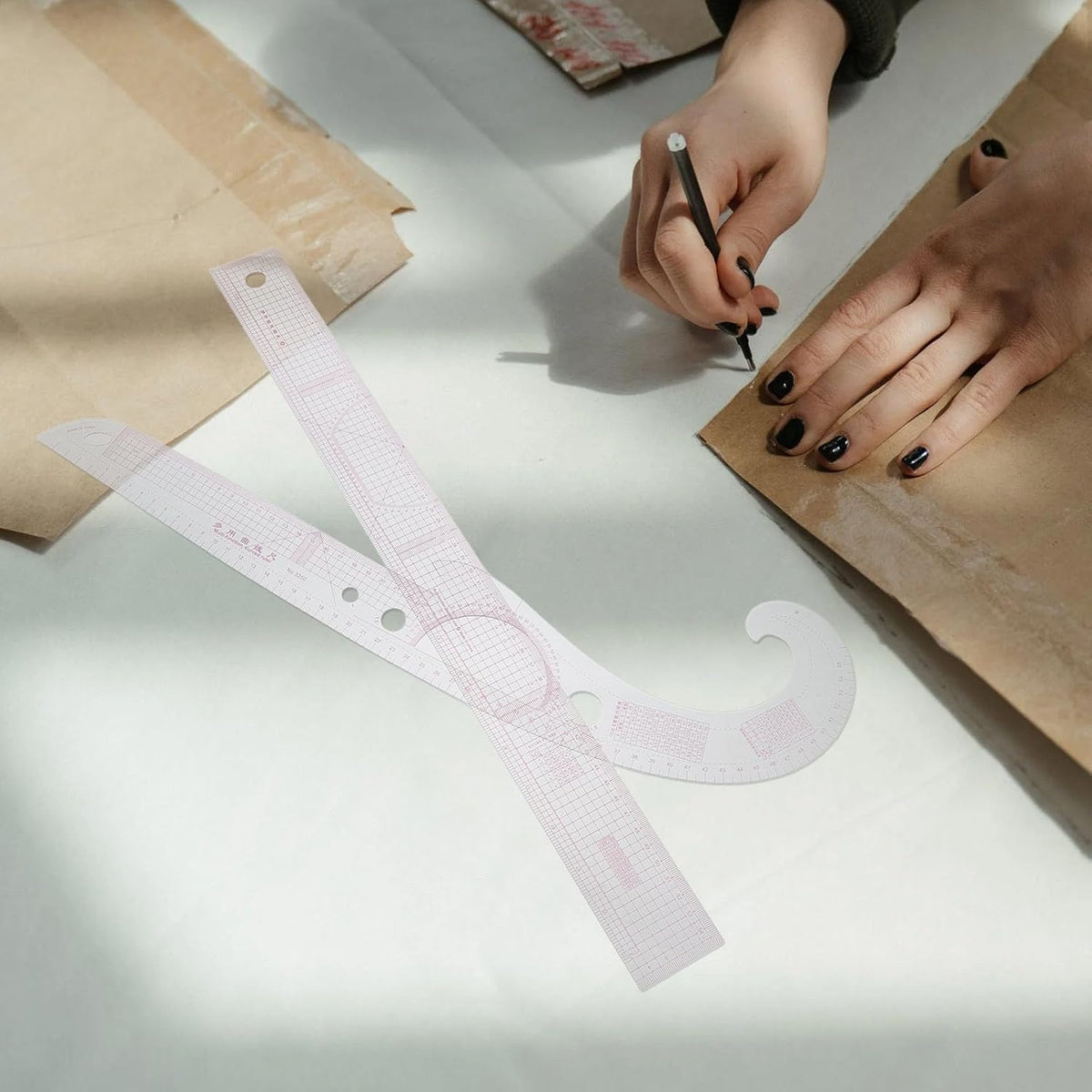 3pcs Garment Pattern Making Ruler Set, Plastic Sewing Tools