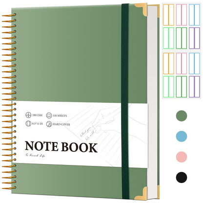 Large Hardcover Spiral Notebook College Ruled 8.5 X 11 with Stickers, Blue