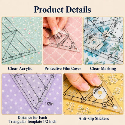 TSV 8 PCS Triangle Quilting Rulers: 50° Isosceles/25°-65°-90° Templates